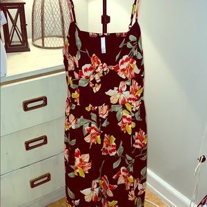Front tie, black/floral print dress